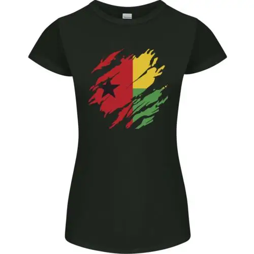 Torn Guinea-Bissau Flag Day Football Womens Petite Cut T-Shirt