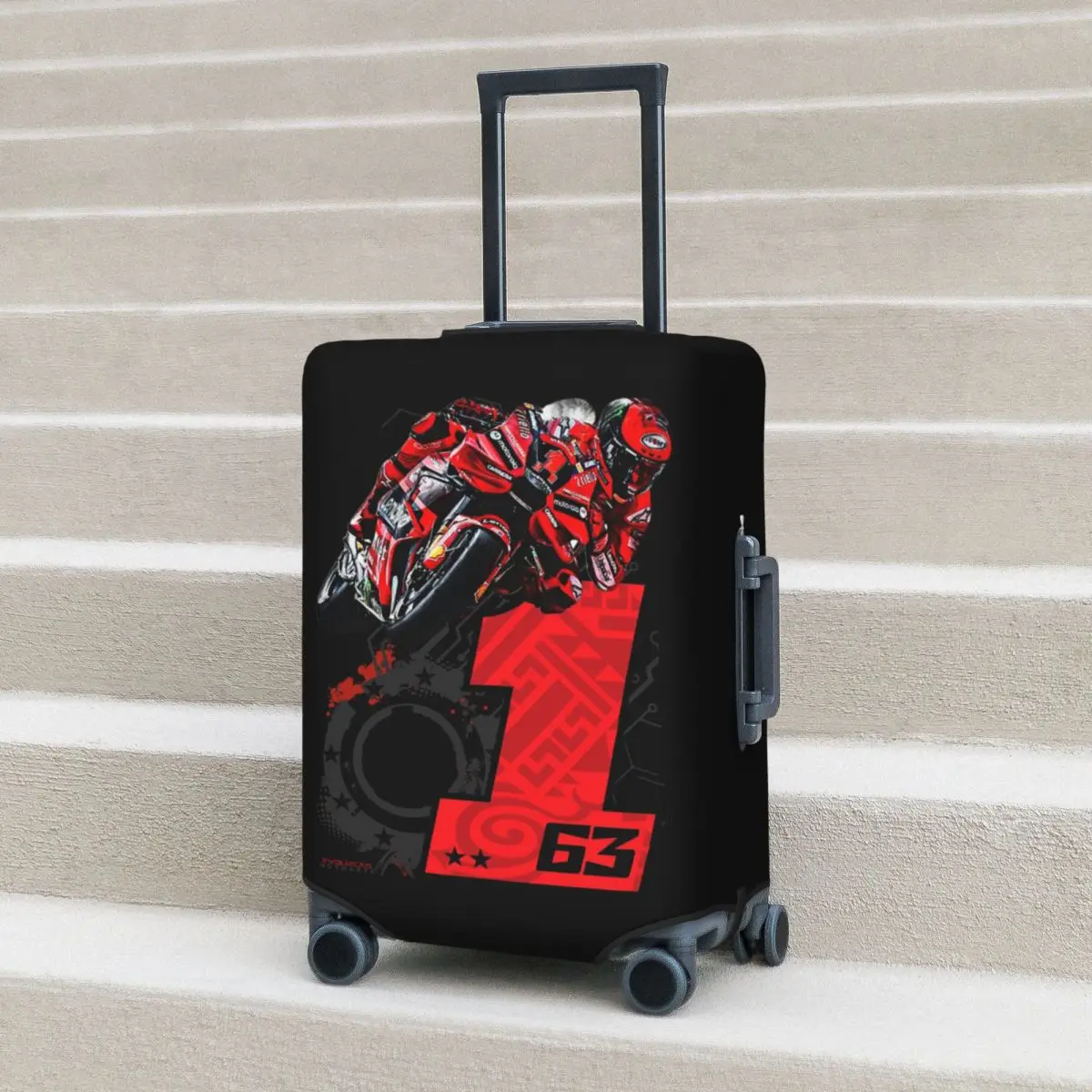 

Francesco Bagnaia Number 1 Moto GP Suitcase Cover Protection Elastic Trip Luggage Protector Covers for 18-32 Inch