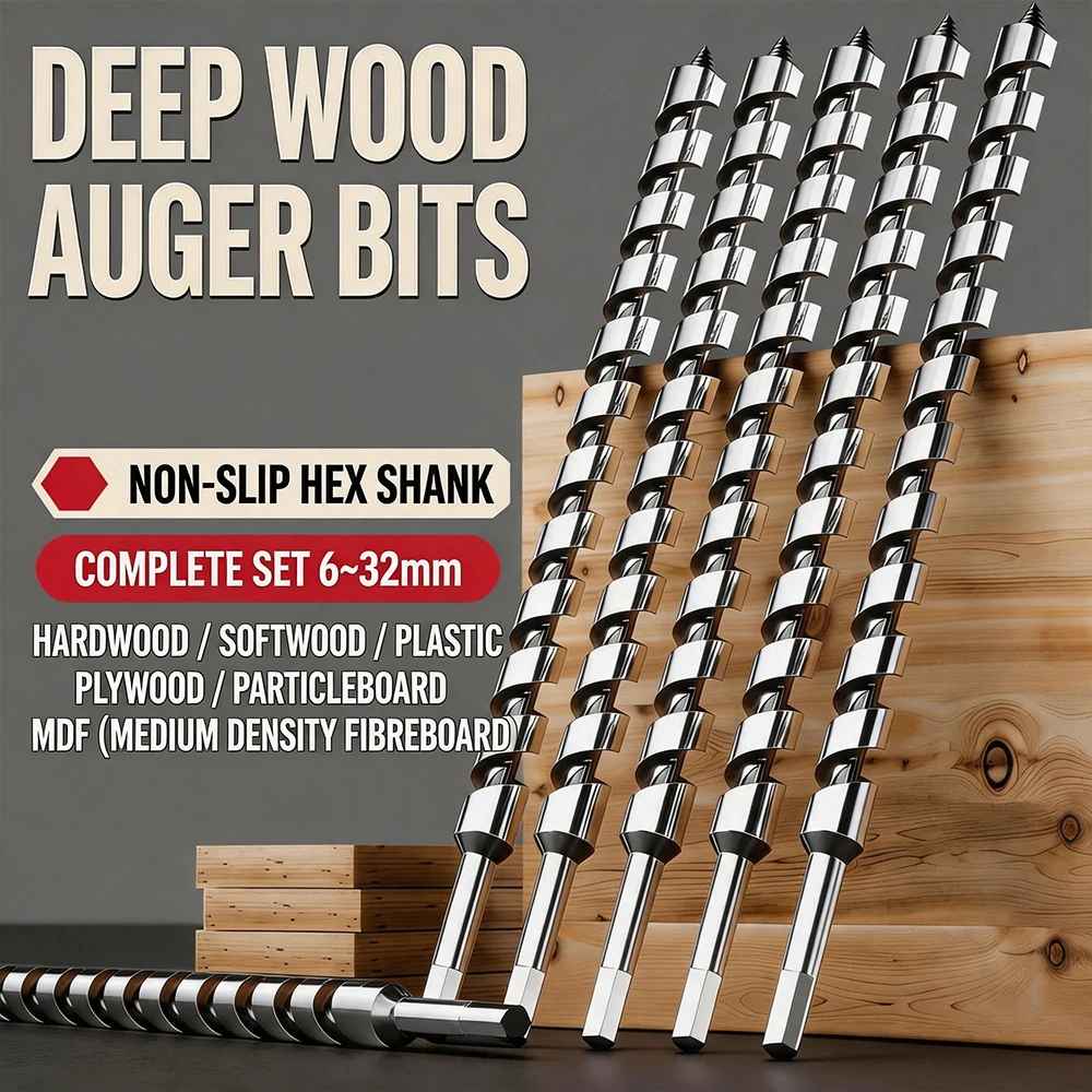 Extra Long Wood Auger Drill Bit 300mm Hex Shank Spiral Wood Drilling Bit For Deep Hole Carpentry