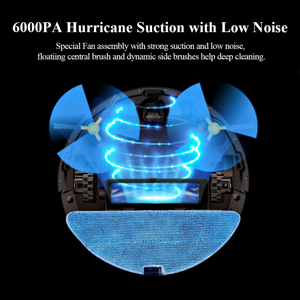 G20S Robot Vacuum Mop Combo,6000Pa Suction,Smart Mapping WiFi App,Electric Water Tank