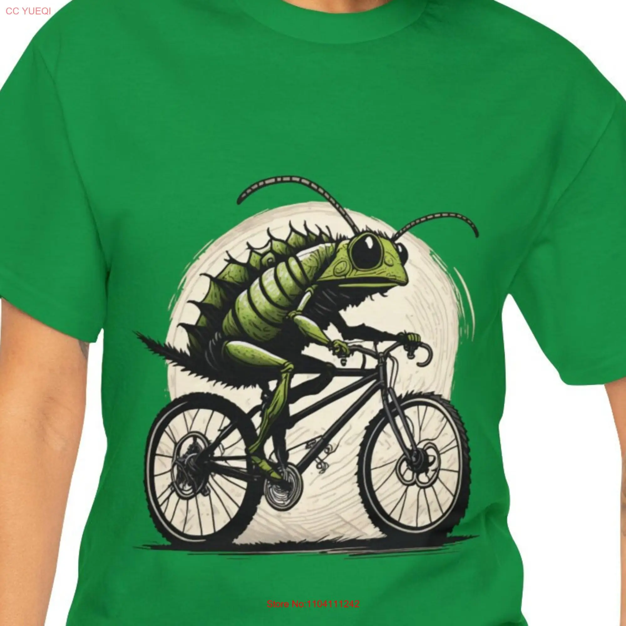 Bug on a Bicycle Grasshopper T Shirt for Mountain Biker Cool Bike long or short sleeves