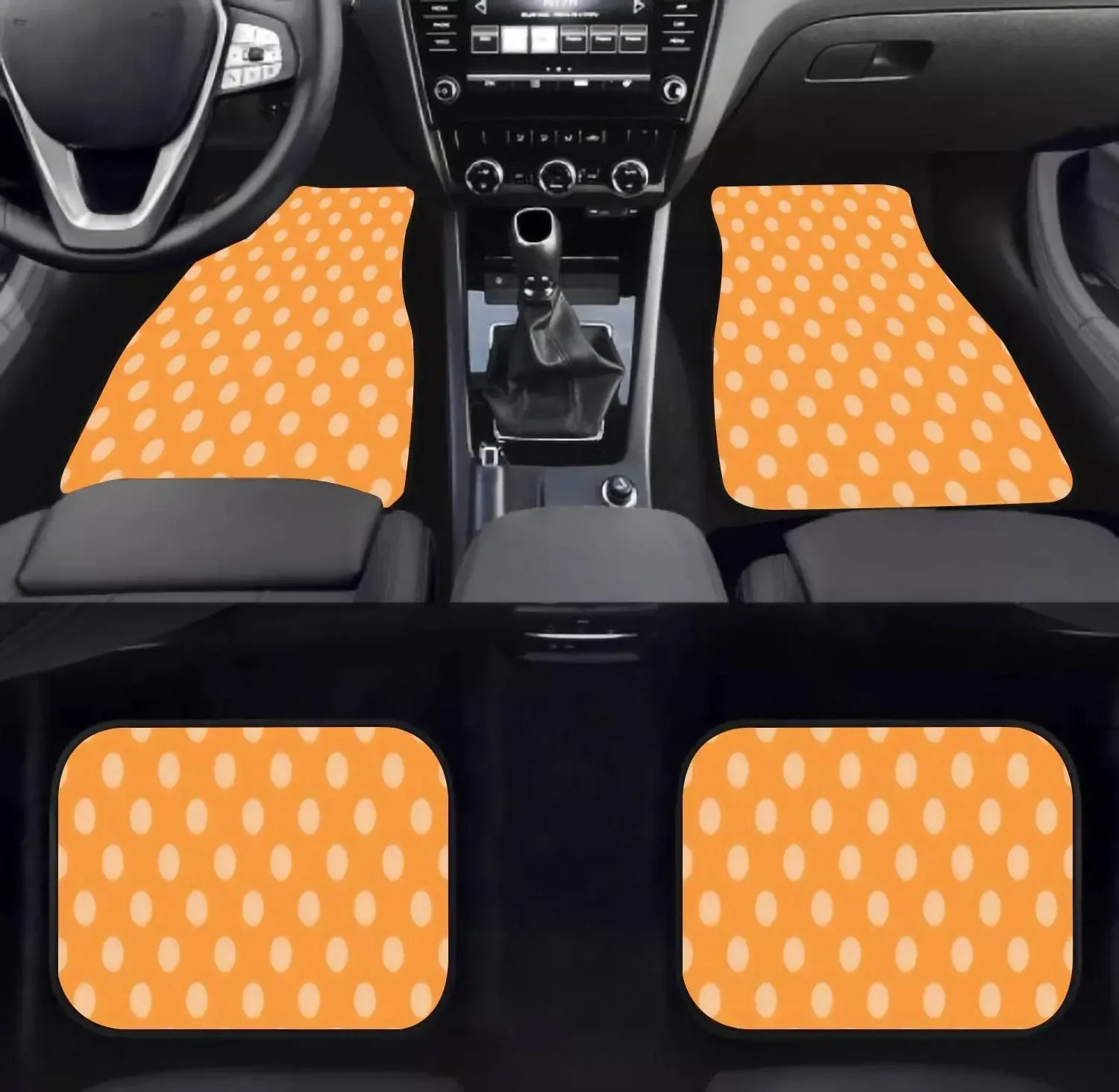 Car Floor Mats - Seamless Orange Polka dot Tiling Abstract Spring Easter Texture Carpet Floor Mats for Cars, Anti Slip Rubber