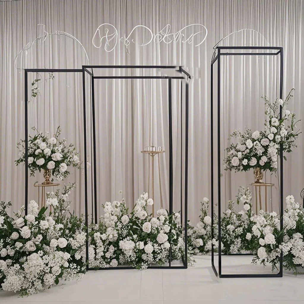

1pcs/3pcs)Wedding Arch Event Black Metal Backdrop Stage Decorations