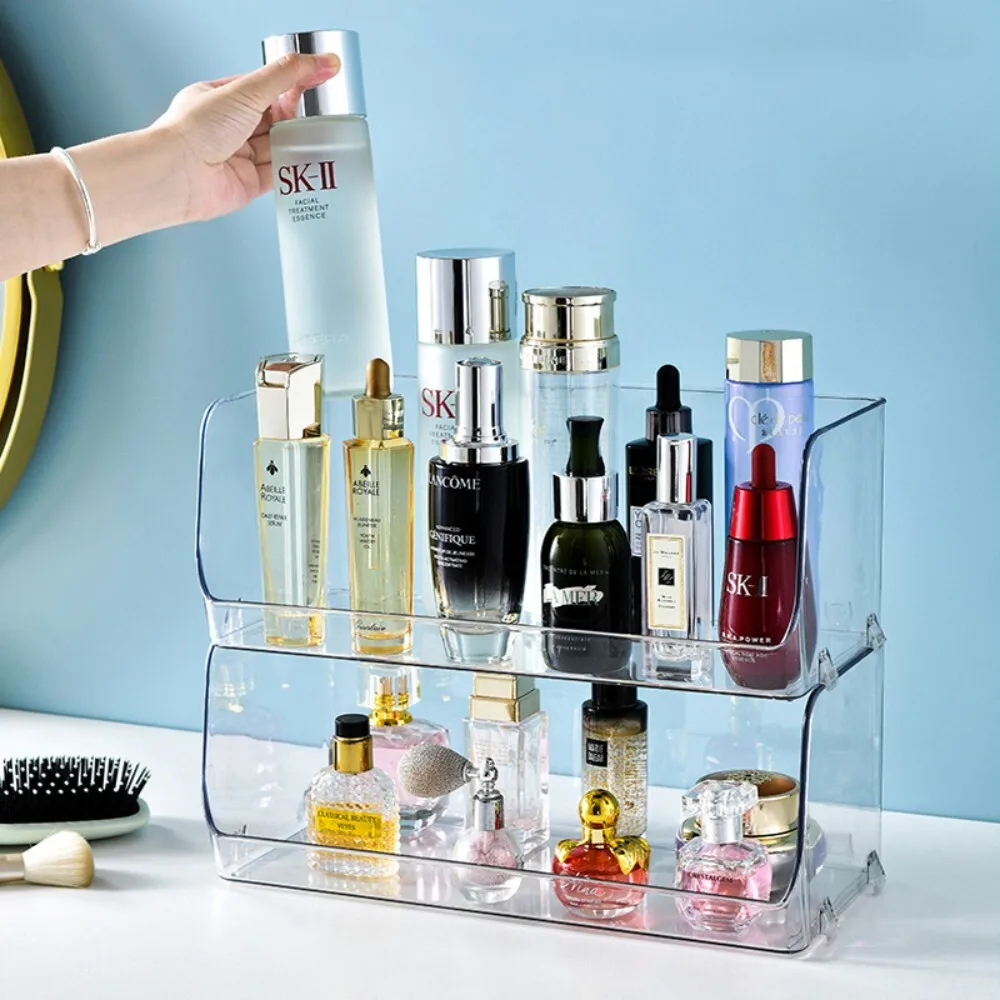 

Transparent Acrylic Desktop Organizer for Cosmetics Lotions Masks and Water Cups Ideal for Student Dorm Room Storage Use