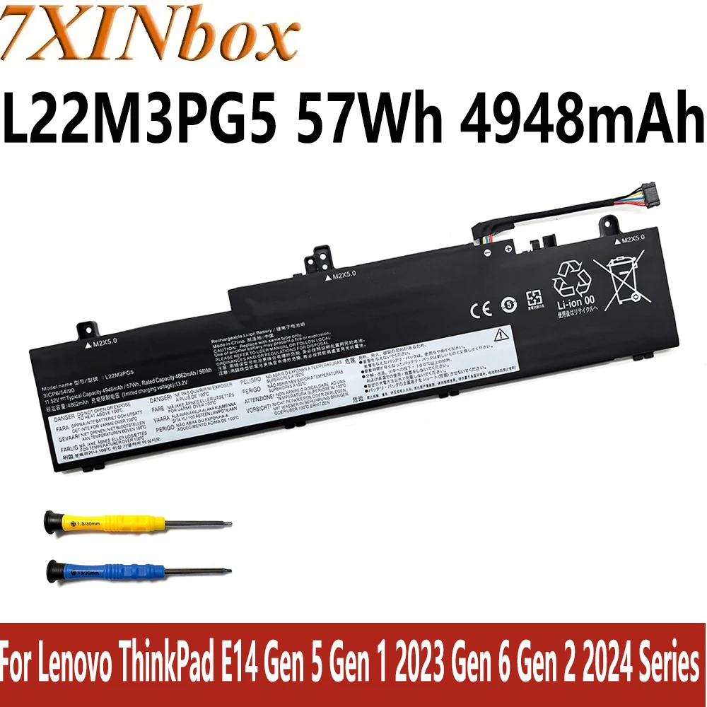 

7XINbox L22M3PG5 L22L3PG5 11.52V 57Wh 4948mAh Battery For Lenovo ThinkPad E14 Gen 5 Gen 1 2023 Gen 6 Gen 2 2024 Series free tool
