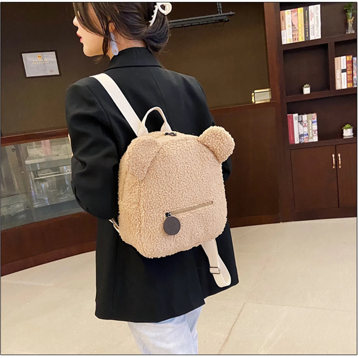 Personalised Bear Backpacks Custom Name Portable Children Travel Shopping Rucksacks Women\'s Cute Bear Shaped Shoulder -LJX