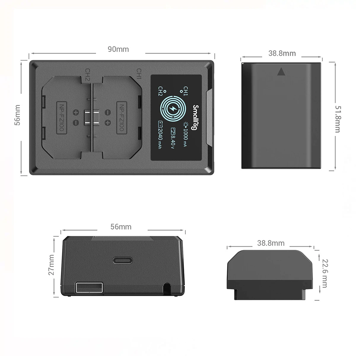 NP-FZ100 Double Charger + 2 A7iii A7iv Smallrig batteries