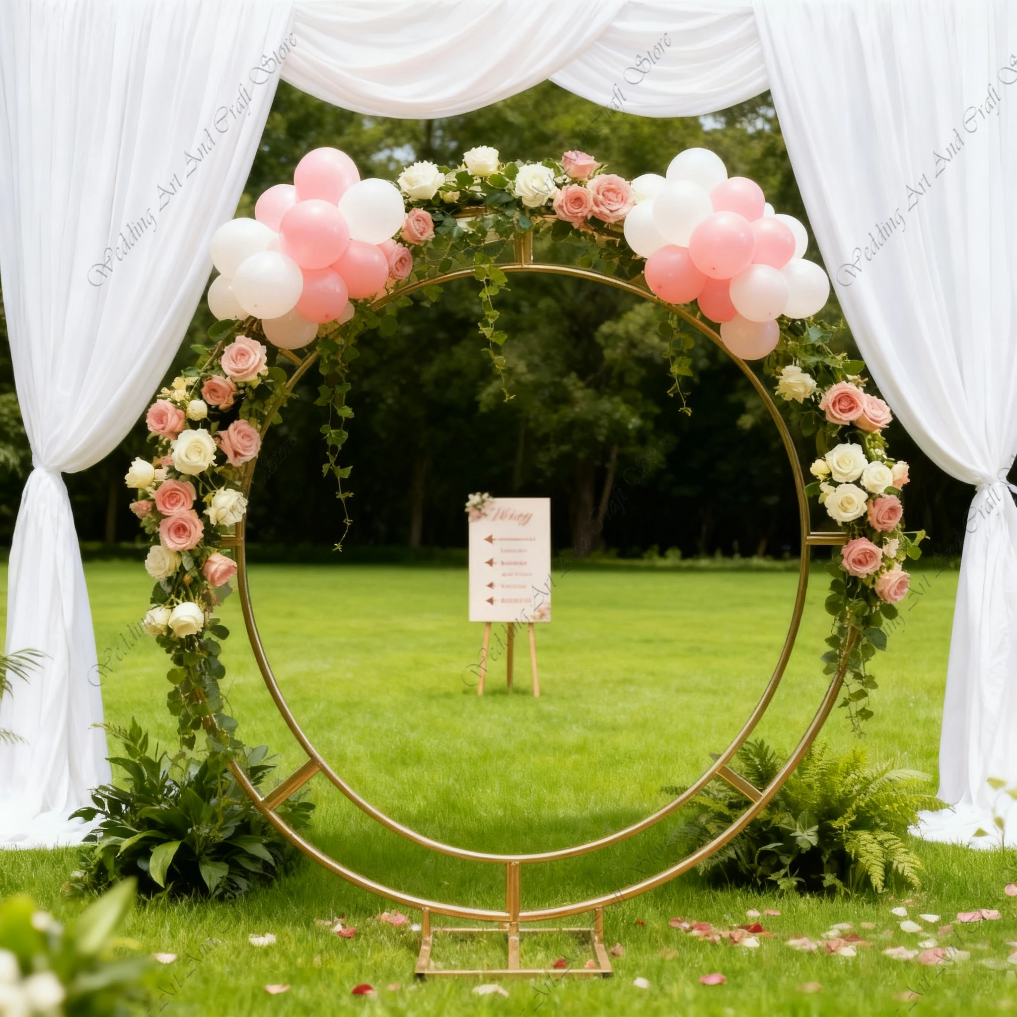 

1pcs f30 2-2.4M Metal Gold Round Wedding Arch Floral Stand Metal Flower Ballon Frame Arch Backdrop Stand Double Circle ivy298