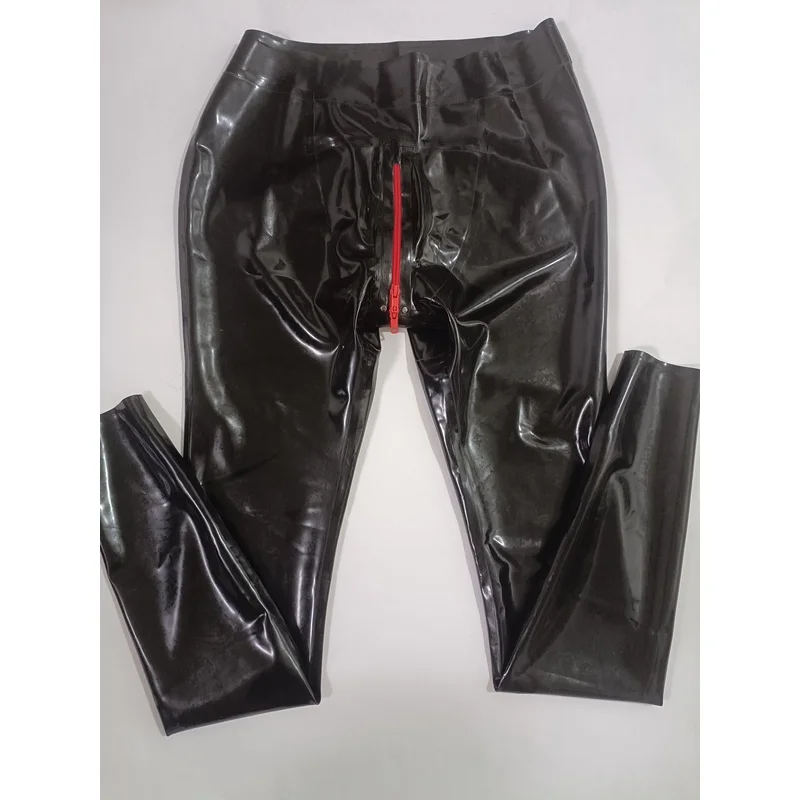 Customized latex Rubber men Black Shiny Full-Length Tights Elastic High-Waist Leggings Fashion Light Exercise