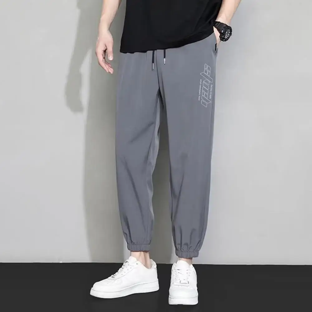 

Trendy Casual Pants Letter Print 3D Cutting Fitness Trousers Thin Style Casual Sport Long Trousers