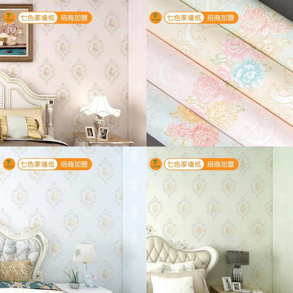 الجملة بسيطة النمط الأوروبي 3D زهرة كبيرة خلفية لغرفة النوم الفتيات غرفة الزفاف رومانسية البلد غير المنسوجة الجدار Pa #1