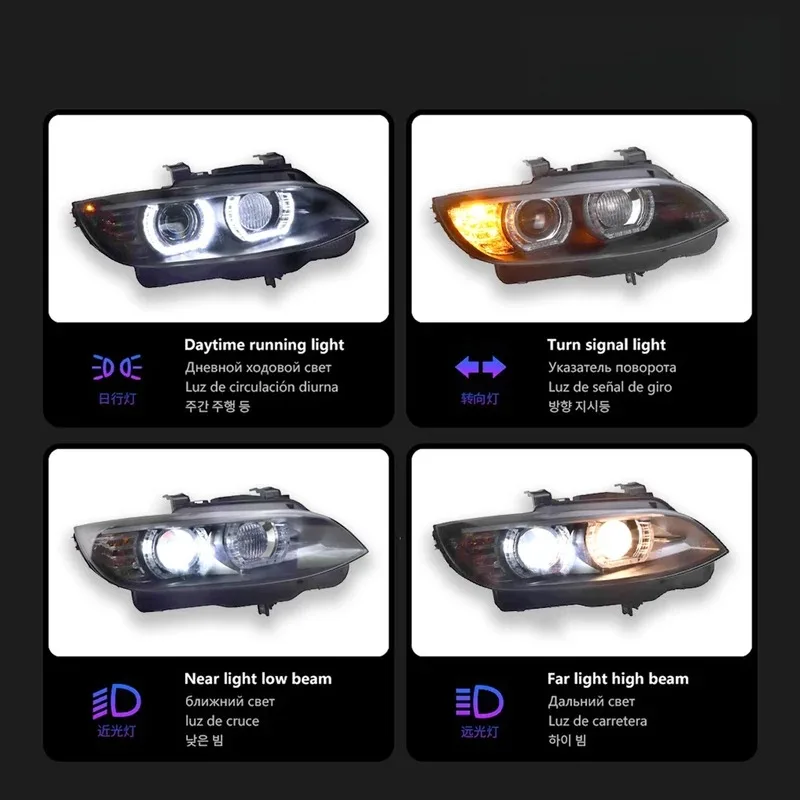 E92 E93 ترقية المصابيح الأمامية لسيارات BMW 3 Series M3 2006-2012 LED المصباح 330i 335i DRL Hid رئيس مصباح تعديل عين الملاك ثنائية شعاع