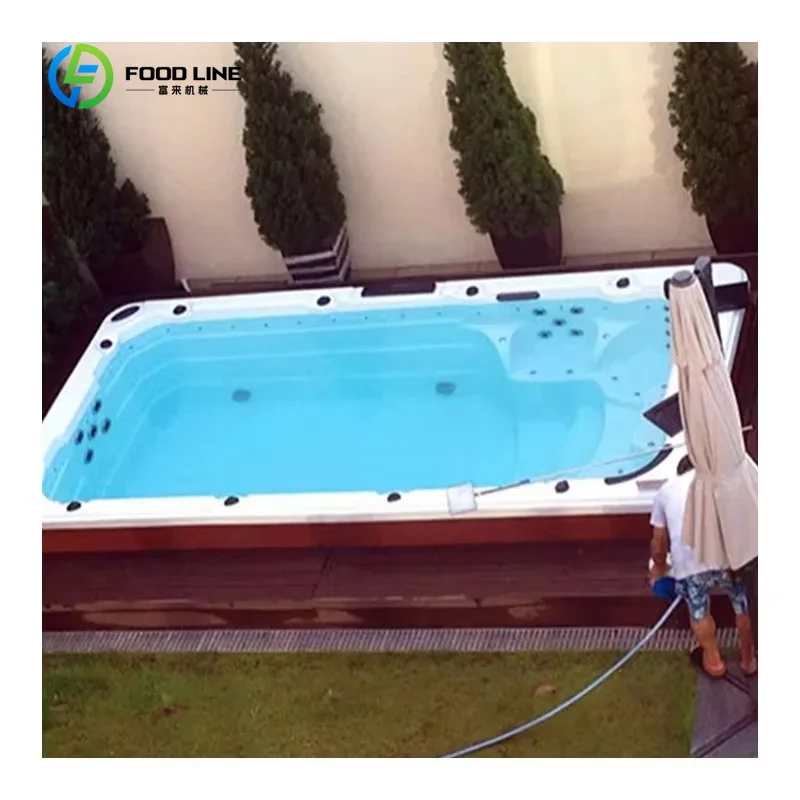Customized Family Used Rectangular Acrylic Freestanding Spa Exercise Endless Pool Outdoor 4 Person Swim Spa Hot Tub Dual Massage