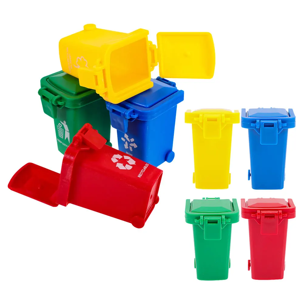 

8 Pcs Flip Lid Sliding Mini Trash Can Garbage Portable Desktop Waste Bin Toddler