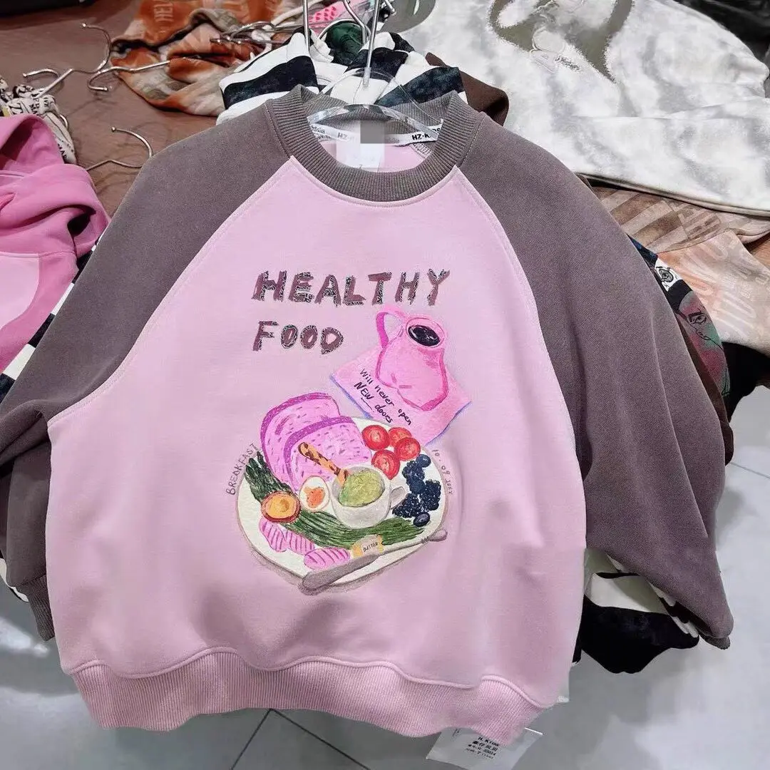 

Children Long Sleeved Top Korean Children Clothing Cartoon Long Sleeved Hoodie Spring 2024 New Girls Loose Fitting Pullover