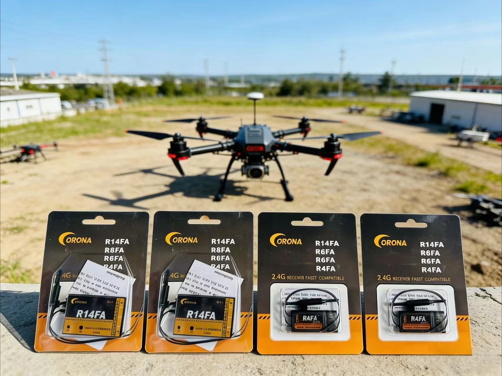 Receptor FUTABA Corona F8FA/R14FA 2.4Ghz com Antena Dupla Compatível com FASST LBT para Peças de Drones RC FPV de Asa Fixa