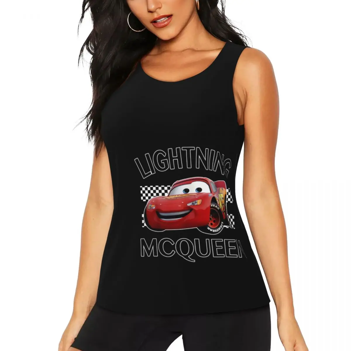 

Изготовленная на заказ рубашка для йоги Lightning McQueen для женщин, топы на бретелях для бега с героями мультфильмов и автомобилей