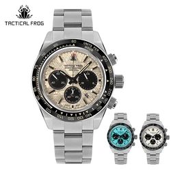 Tactical Frog Watch For Men 41mm Chronograph VS75A Solar Quartz Movement Sapphire C3 Luminous 200M Waterproof Men's Watch