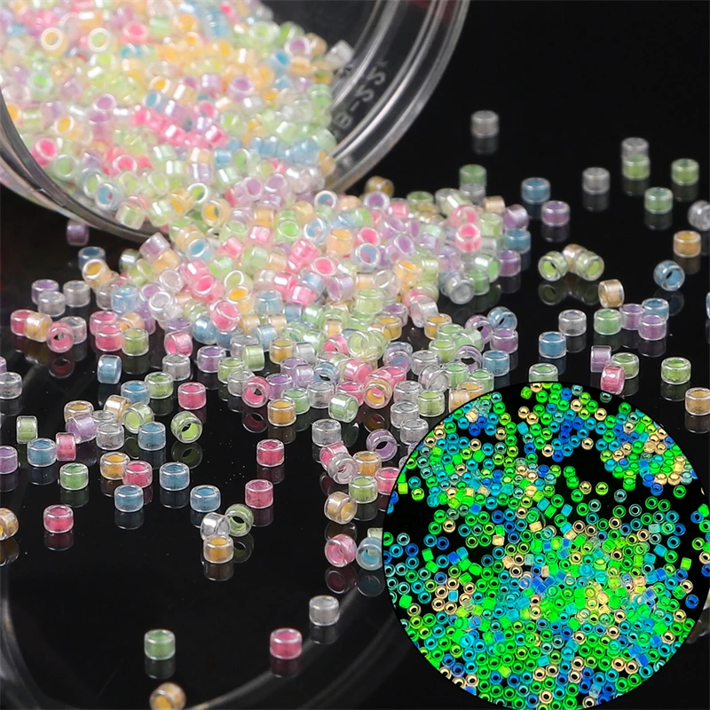 New 10g 700pcs 2.5mm Glass Seed Beads Luminous Glow In The Dark 1mm Hole For Jewelry Making DIY Bracelet Necklace Craft Beads