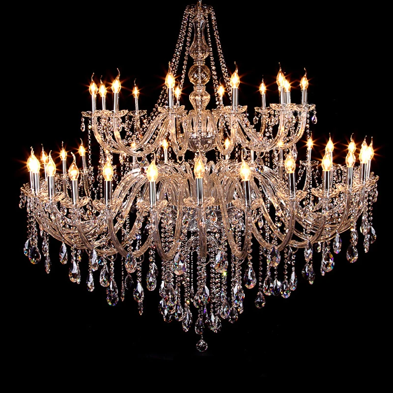 European Living Room Double Crystal Chandeliers Luxury Villa Simple Restaurant Glass For Led Chandelier Transparent Hanging Lamp