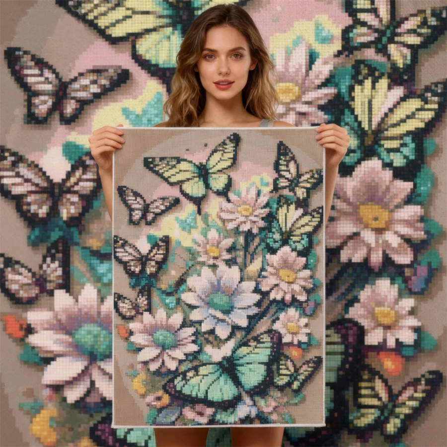 

2026 New style Butterfly Pre-Printed Cross-Stitch Set DIY Embroidery Sewing Needlework Handiwork Handmade Sales Jewelry Gift