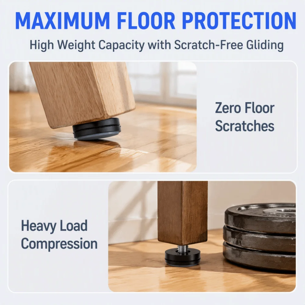 4pcs PTFE Sliders Furniture Leveling Feet Durable Protective Furniture Leveling Legs Furniture Screw Glides Table Legs