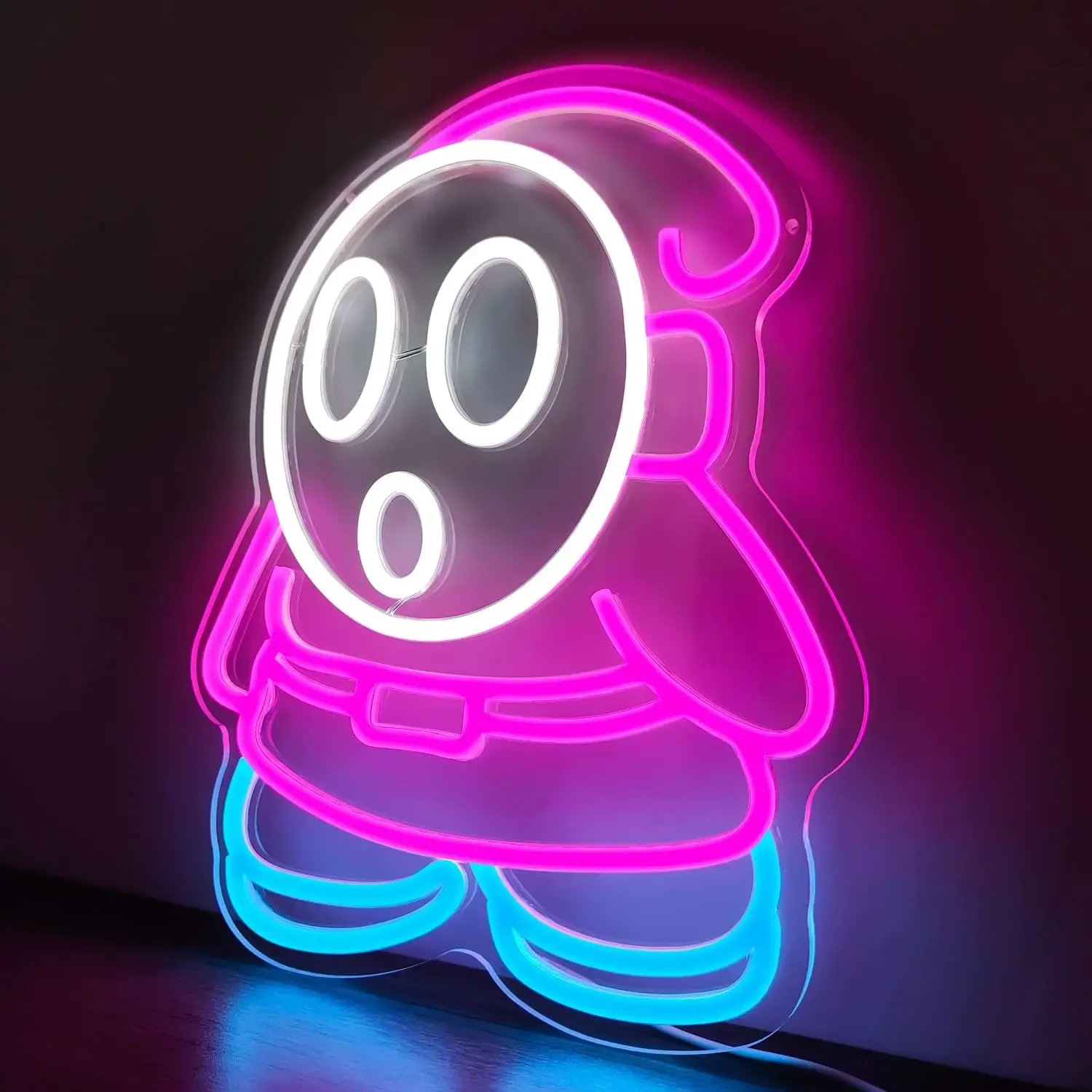 Shy Guy 게임 네온 사인 유령 LED 네온 조명, 침실 어린이 게임 룸, 남자 동굴 생일 할로윈 장식