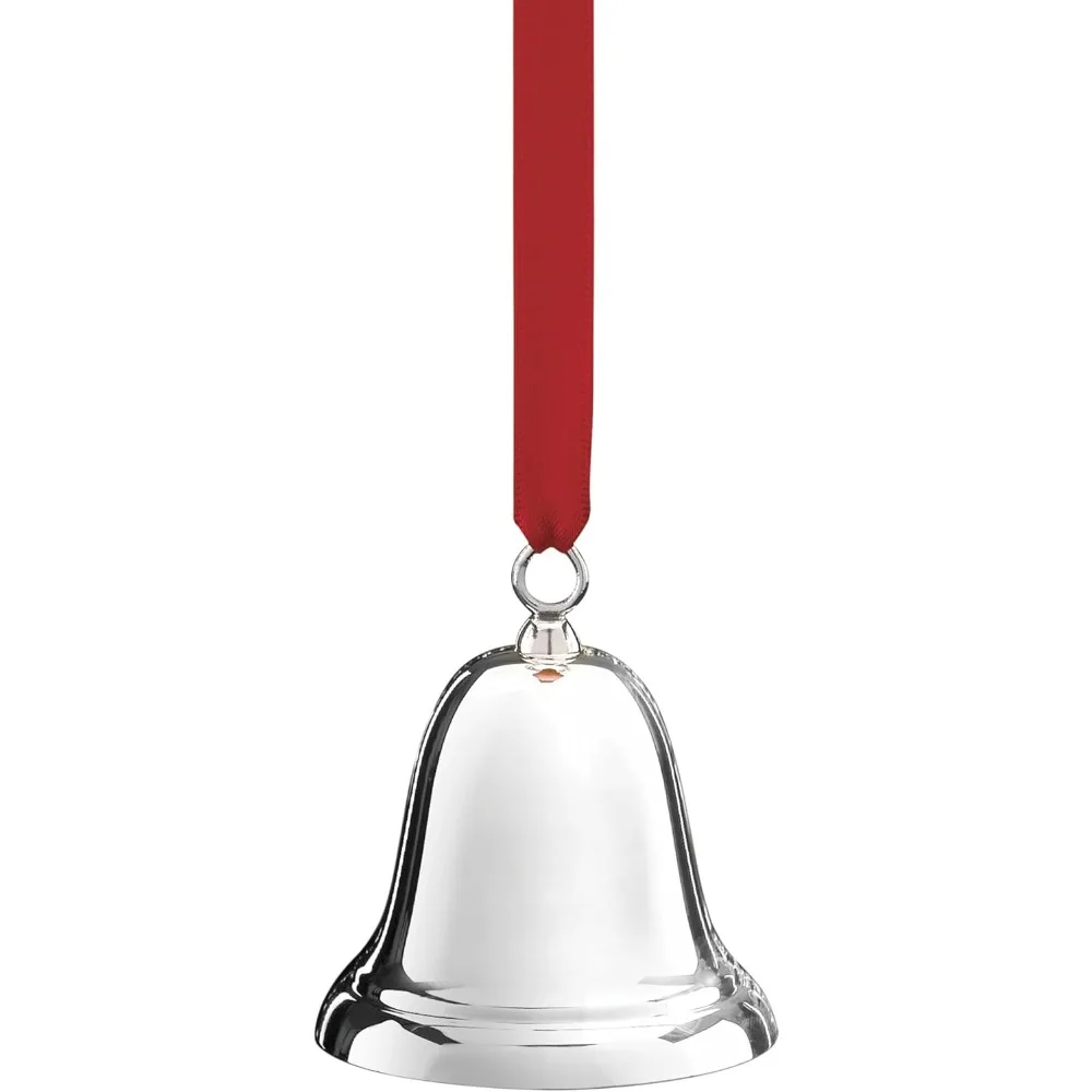 

Christmas Bell Ornament Sterling Silver, 2.75 inches Red Velvet Ribbon Gift Box Packaging