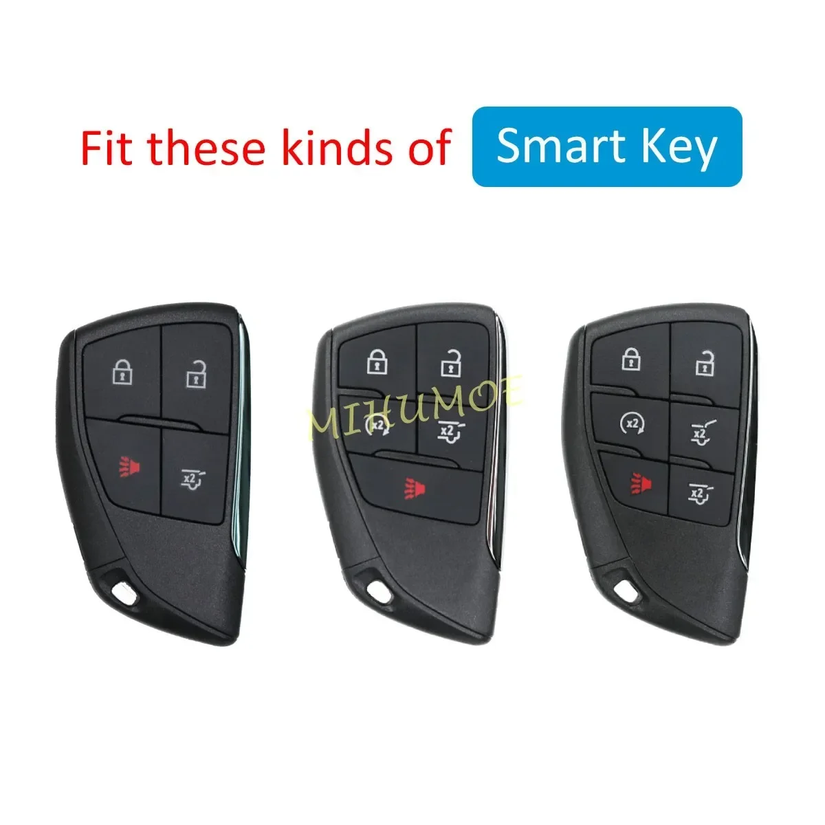 Car Smart Key Fob Cover Case Shell For Chevry Chevrolet Tahoe Suburban GMC Yukon Canyon Buick Envision Carbon Fiber Keychain