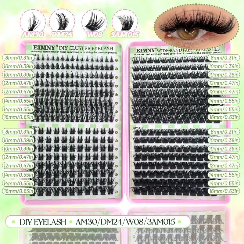 False Eyelashes Kit 8-16mm Extension Wispy Style DIY Cluster Lashes Natural Look Safe Bond For Quick Daily UseHot Sale