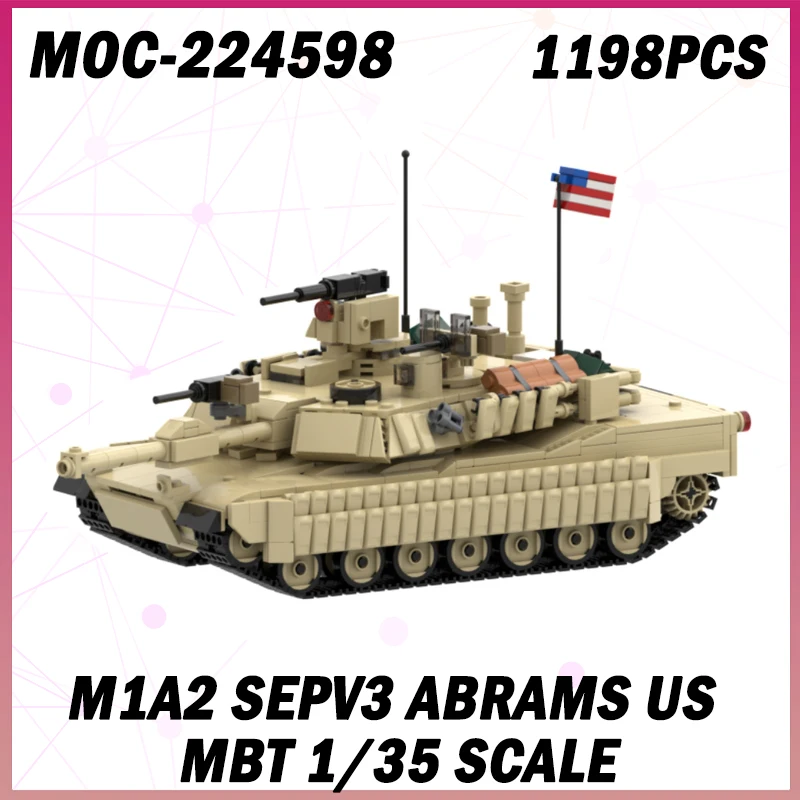 

1198PCS MOC-224598 Military War M1A2 SEPV3 Abrams US MBT 1/35 Scale Building Blocks TANK Set Technical Adults KIDS Xmas GIFTS
