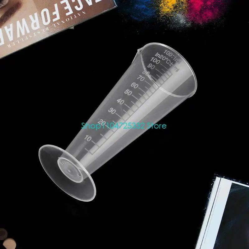 كوب خلط قياس بلاستيكي مثلثي متدرج P5EA شفاف لمطبخ المختبر