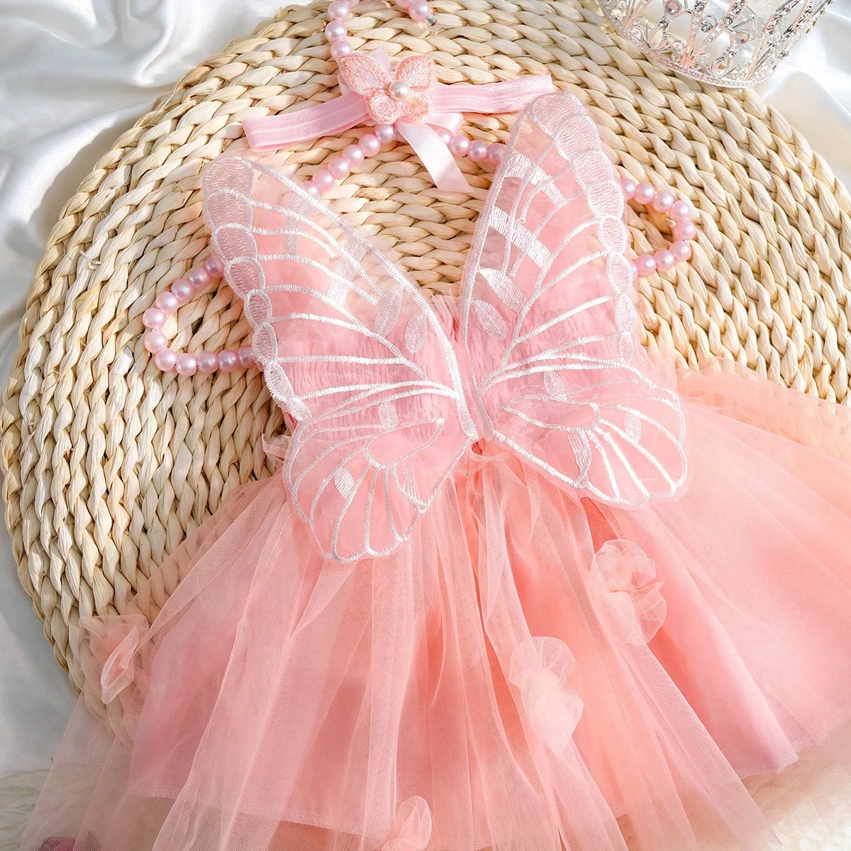 Ylsteed Newborn Girl Photography Outfits with Headband Baby Girl Butterfly Wings Mesh Dress for Photo Shooting Infant  Props