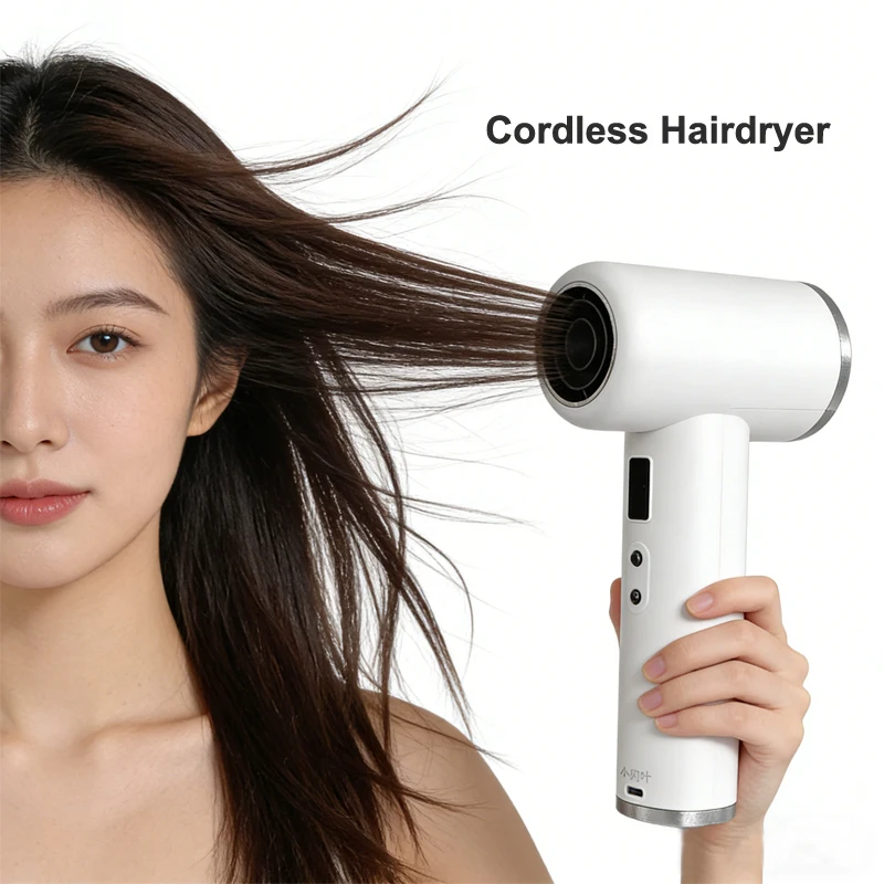 

Rechargeable Hair Dryer with Hot Wind and Cold Air USB Charging Cordless Blower Home Travelling Use LCD Wireless Hairdryer