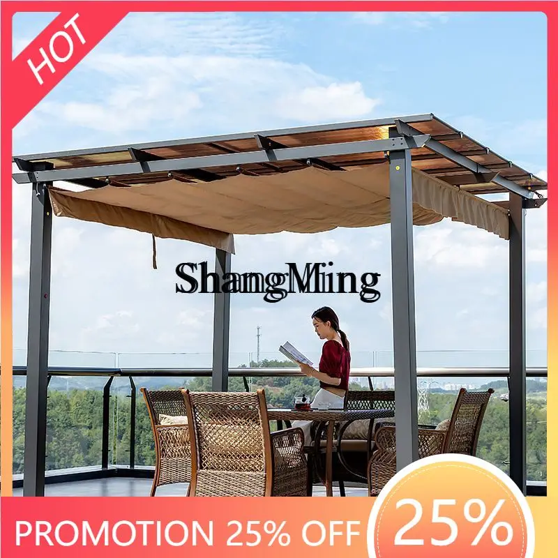 SM New Outdoor Aluminum Alloy Courtyard Gazebo Villa Simple Terrace Garden Sunshade Canopy Gazebo