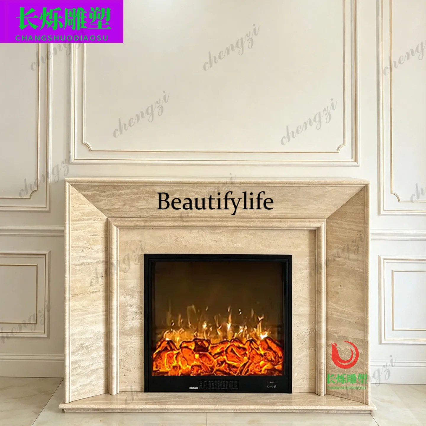Marble American French retro simulation electronic mantel decorative cabinet