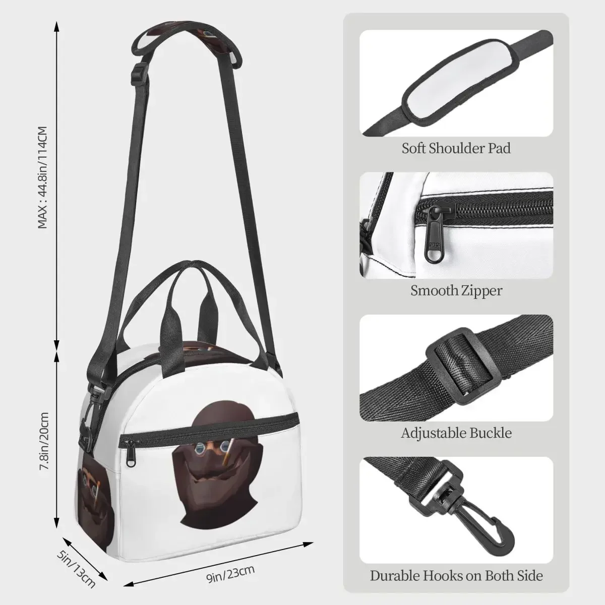 Team Fortress 2 TF2 Spy Gmod Face Funny Meme Red Insulated Lunch Bag for Kids School Cooler Thermal  Tote Portable Lunch Boxes