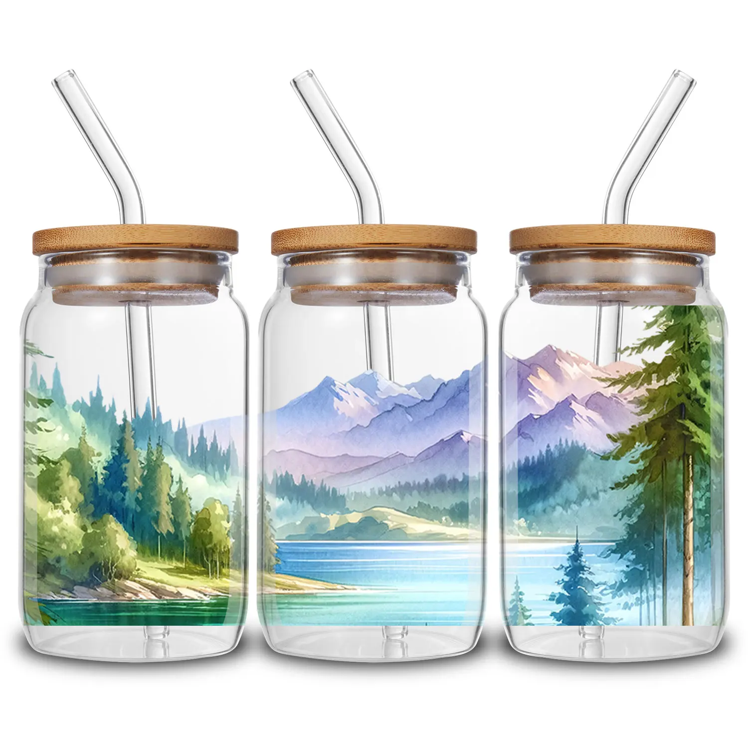 5pcs cartoon pattern UV DTF cup stickers, DTF friction transfer stickers, waterproof transfer stickers for 16oz glass cups