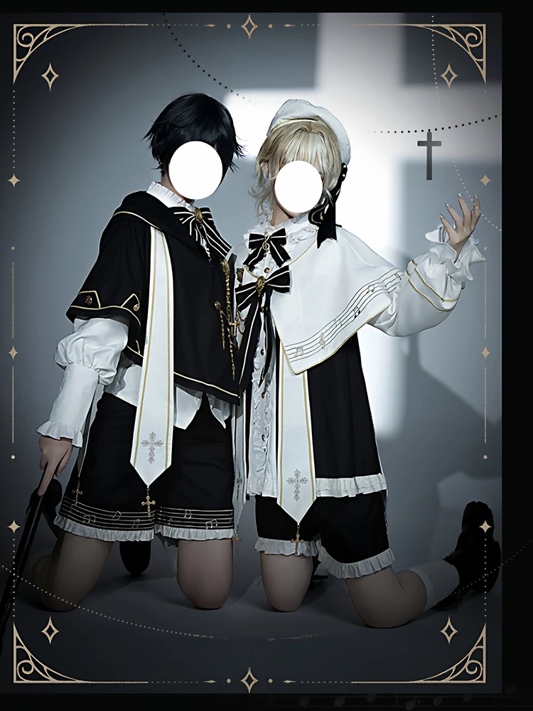Original Lolita Cosplay Prince Costume French Court Style Retro Halloween Cos Outfits Long Sleeve Shirt Shorts Cape 3-Piece Set