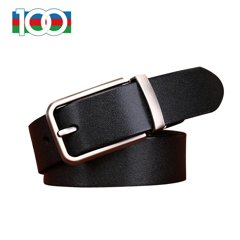 Men's belt simple hundred bypass head layer cowhide belt men's leather needle buckle business trend dress pants belt