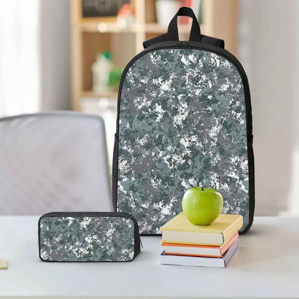 Flecktarn Camouflage Backpack Boys Girls BookBag School Bag Shoulder Bags 3ps Insulated Lunch Bag Pencil Case