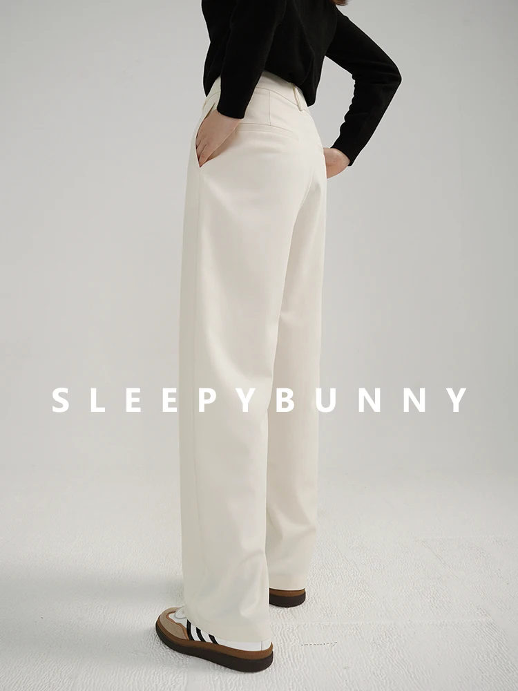 Elegant High Waist Wide Leg Pants Women Loose Straight Trousers Draped Design Autumn Casual Slimming Long Suit Pants Office Wear