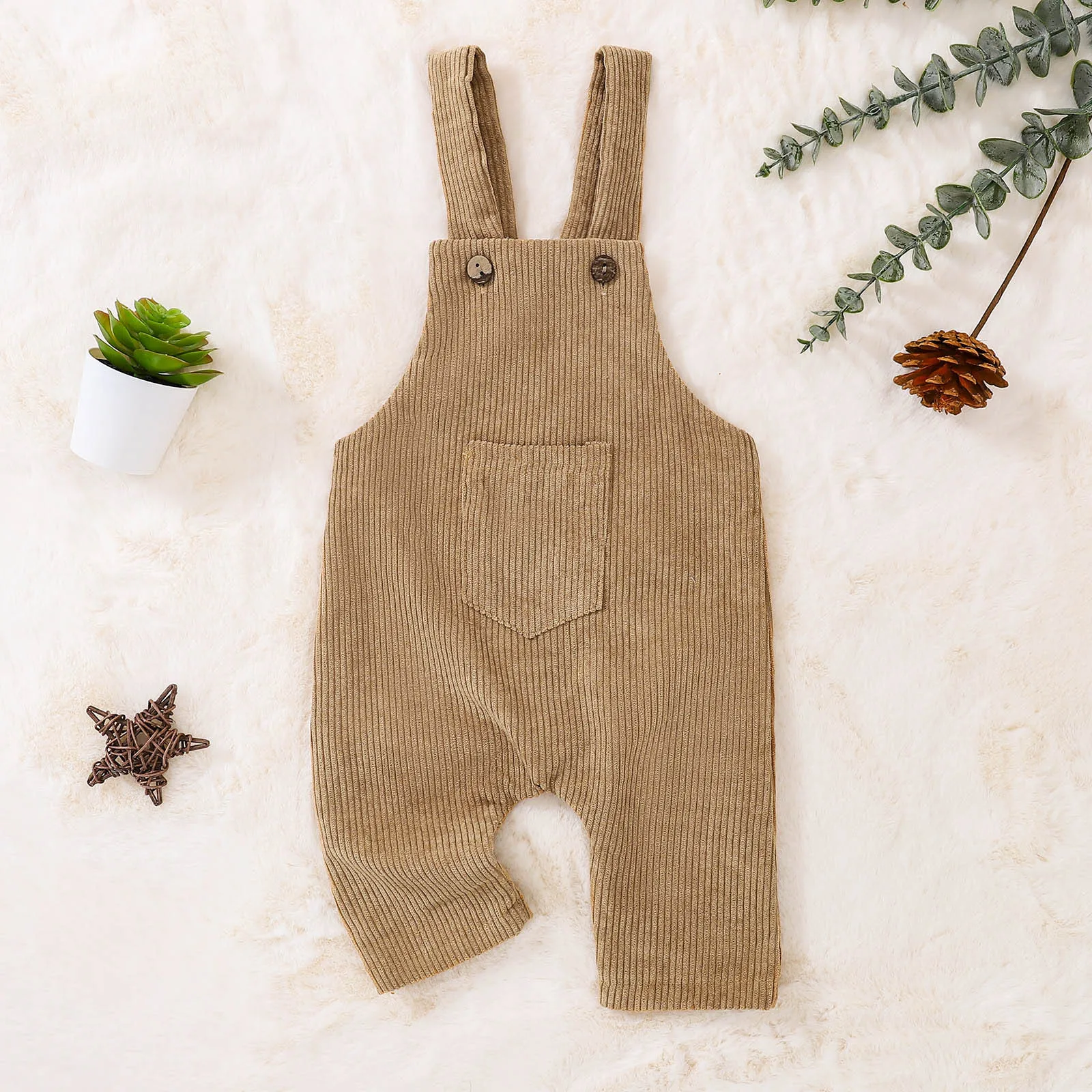 Toddler Boys Girls Sling Jumpsuit Corduroy Warm Overalls Spring Autumn Solid Color Sleeveless Suspender Fashion Pants 0-5Years