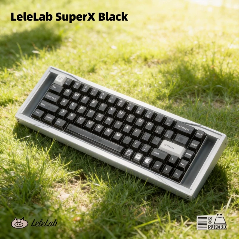LeleLab SuperX SupSupBlack Transparent PC Keycaps Set Shine Through Keycaps Fit 60%~104% Layout MX Switch Mechanical Keyboard