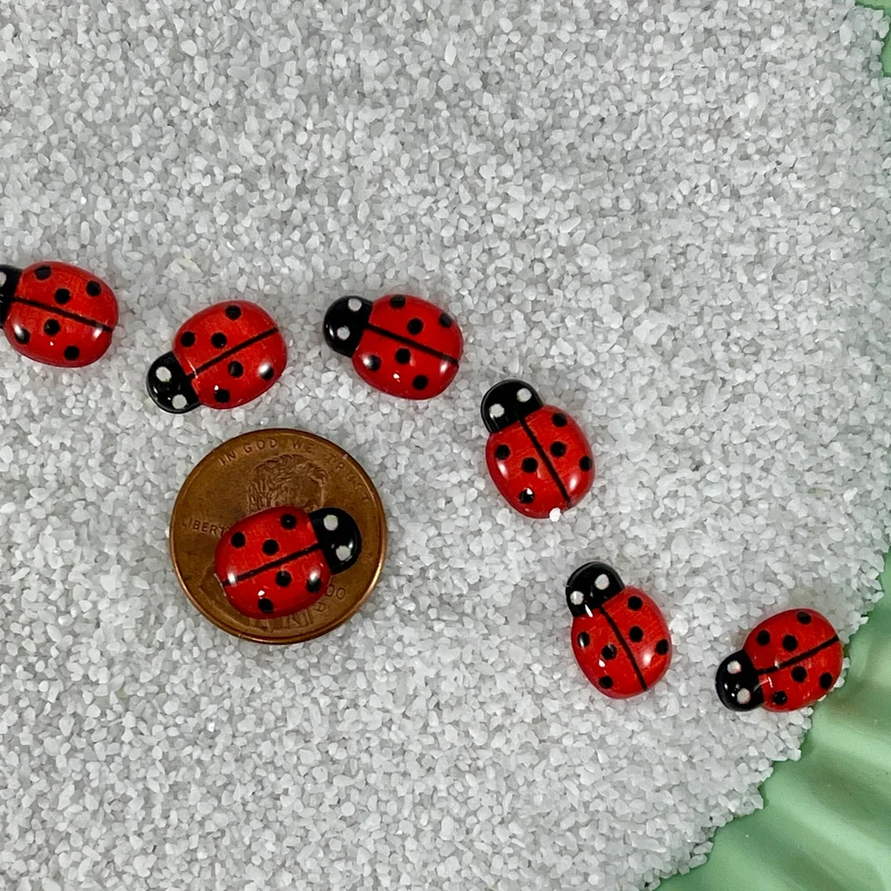 Cute Tiny Ladybug Miniature - Flat Back Resin Figurines for DIY Crafts Micro Landscape Home Plants Fairy Garden Decoration