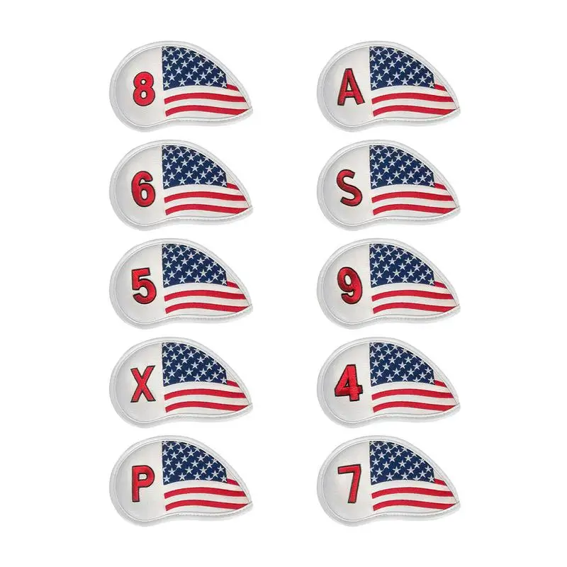 

Star And Stripes Knitted Golf Club Head Covers 10X Us Flag Golf Club Head Cover Wedge Cover Iron Covers For Golf Clubs PU