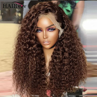 HD Chocolate Brown Curly Human Hair Wigs For Women 13x4 13x6 Deep Wave Lace Frontal Wigs Pre Plucked 100% Brazilian Human Hair
