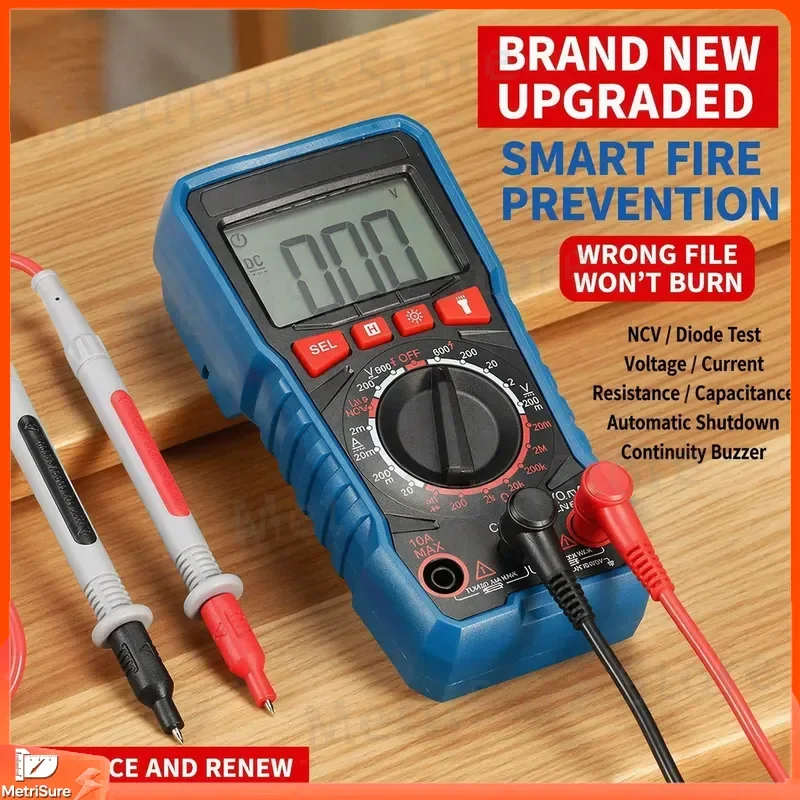 Digital Multimeter High Precision Capacitance Meter Auto Range LCD Display Electronic Tester for Capacitor Testing Resistance
