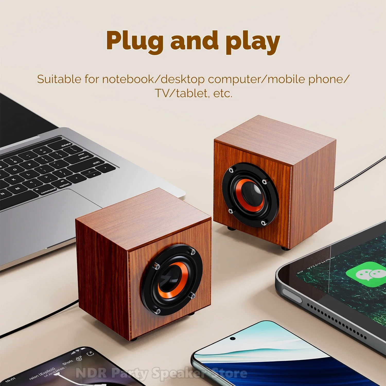 خشبية خمر جهاز كمبيوتر شخصي مكبرات الصوت PC صندوق الصوت HIFI ستيريو USB السلكية Caixa De Som لأجهزة الكمبيوتر المكتبية أجهزة الكمبيوتر المحمولة