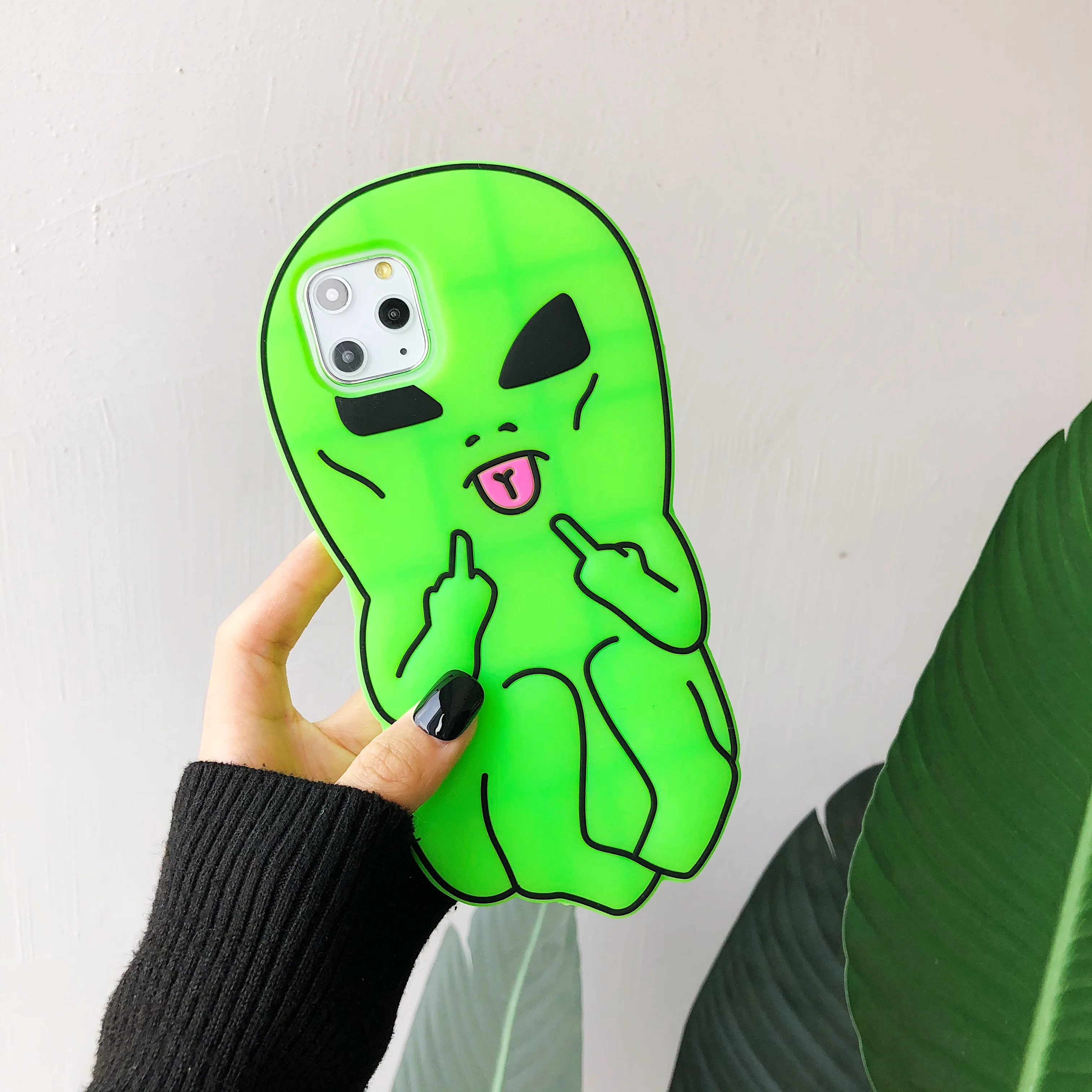 Cute Alien Cartoon Silicone Case For iPhone 16 15 14 13 11 12 Pro Max Cover